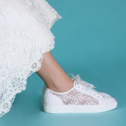 Perfect Bridal Oakley Elfenbein bestickte Spitze Hochzeitstrainer* Hochzeitsschuhe | Spitze Hochzeitsschuhe
