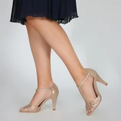 Perfect Bridal Perla Gold Kristallverzierte T-Bar Sandalen* Party-schuhe | Schuhe Für Hochzeitsgäste