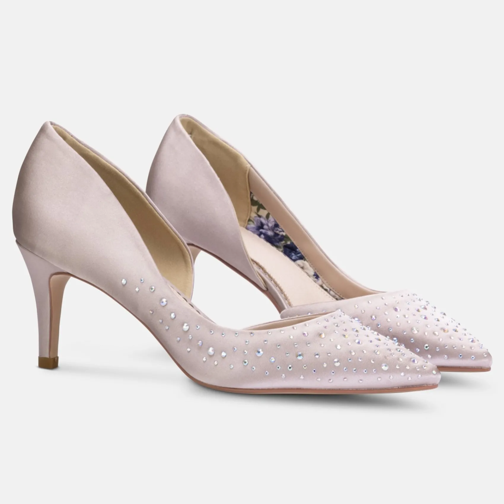 Perfect Bridal Sienna Taupe Satin Crystal Open Waist Pointed Courts* Party-schuhe | Schuhe Für Hochzeitsgäste