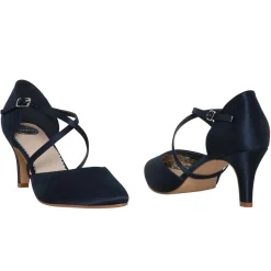 Perfect Bridal Sonya Navy Satin Mid Heel Courts mit überkreuzten Riemen* Schuhe Für Hochzeitsgäste | Schuhe Für Die Mutter Der Braut