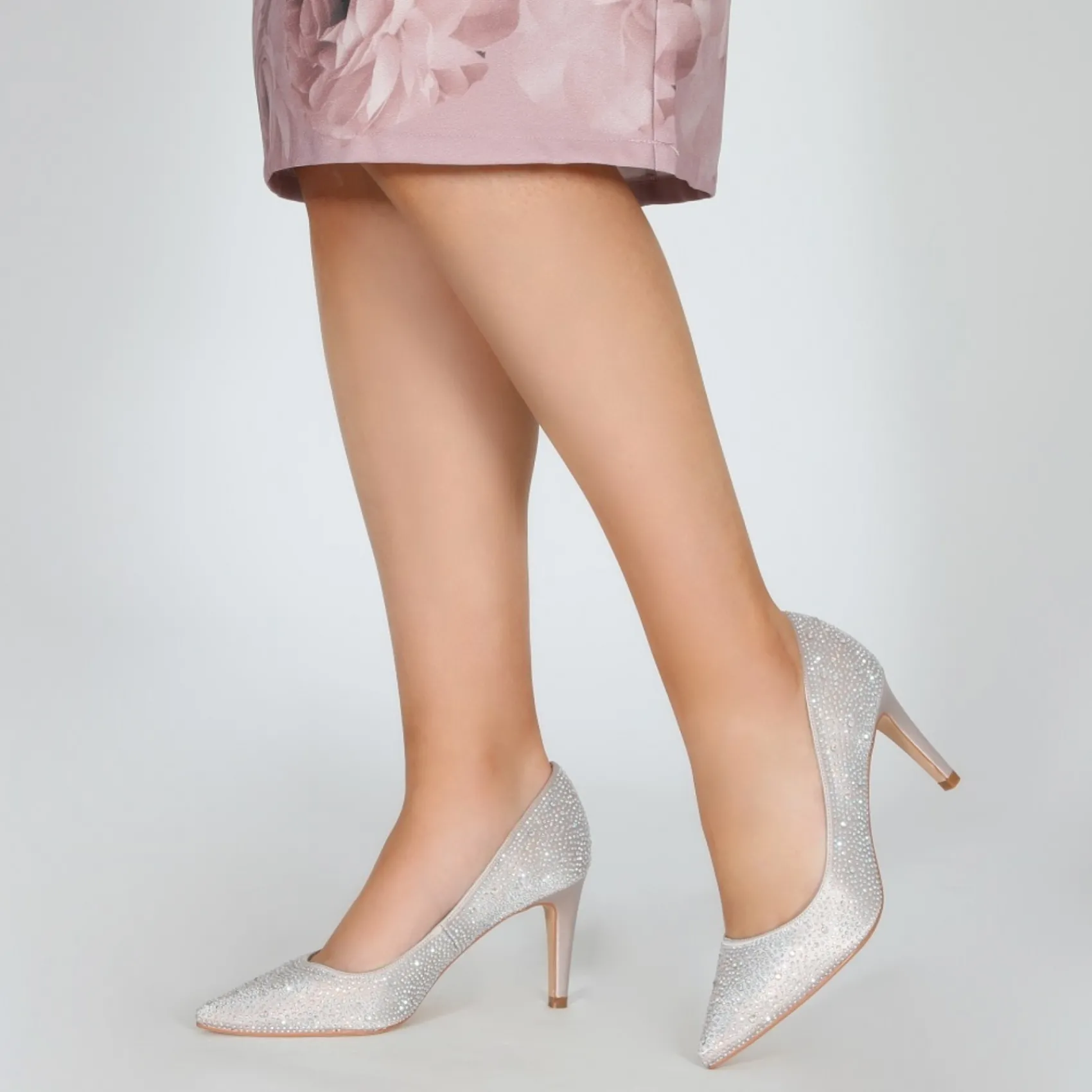Perfect Bridal Stara Taupe Kristallverzierte spitze Pumps* Glitzernde Ballschuhe | Party-schuhe