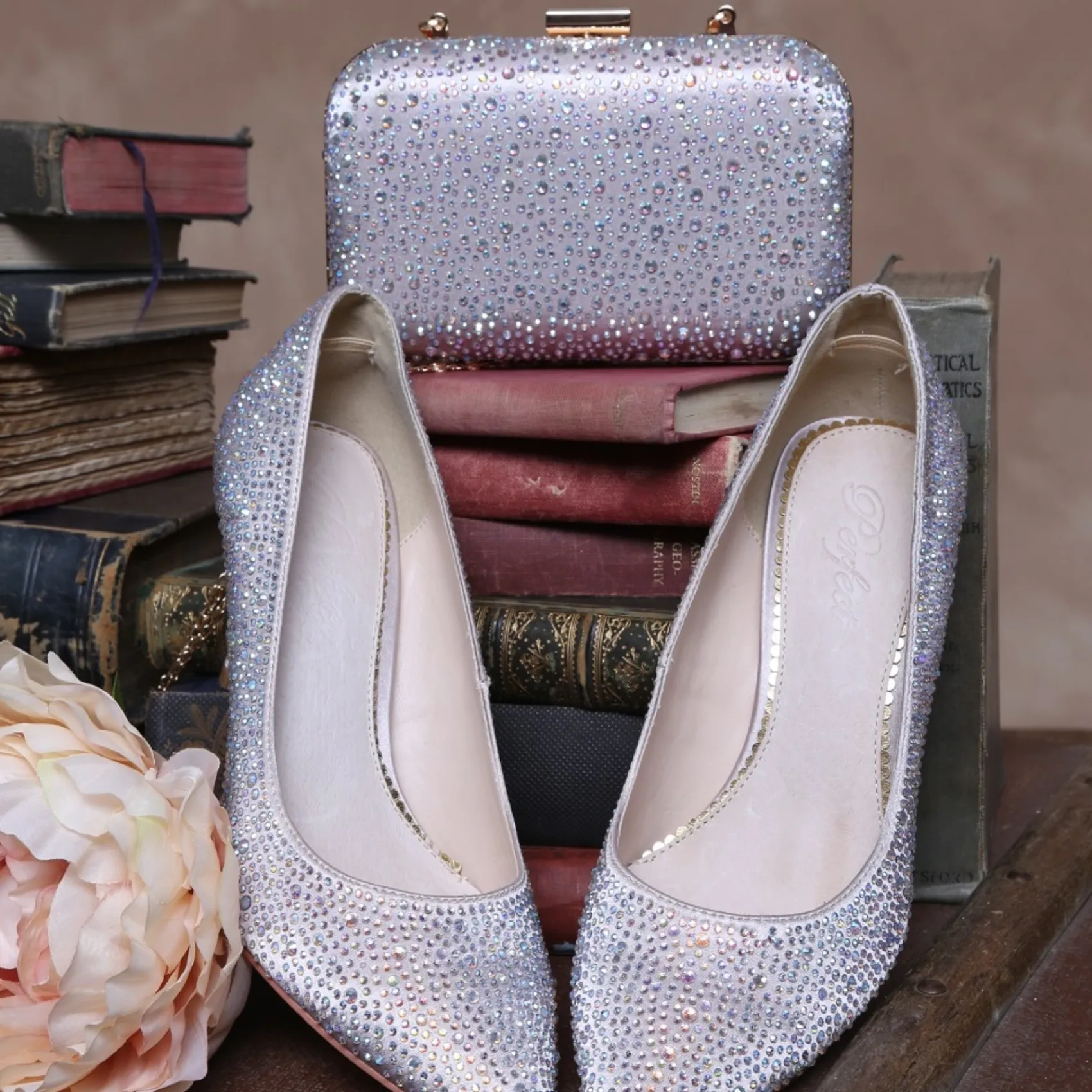 Perfect Bridal Stara Taupe Kristallverzierte spitze Pumps* Glitzernde Ballschuhe | Party-schuhe