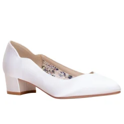 Perfect Bridal Sutton Einfärbbar Elfenbein Satin Niedrig Block Absatz Gericht Schuhe* Schuhe Für Die Mutter Der Braut | Hochzeitsschuhe