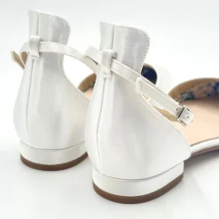 Perfect Bridal Tilly Färbbar Elfenbein Satin Knöchelriemen Flats (Weite Passform)* Hochzeitsschuhe | Schuhe Zum Färben