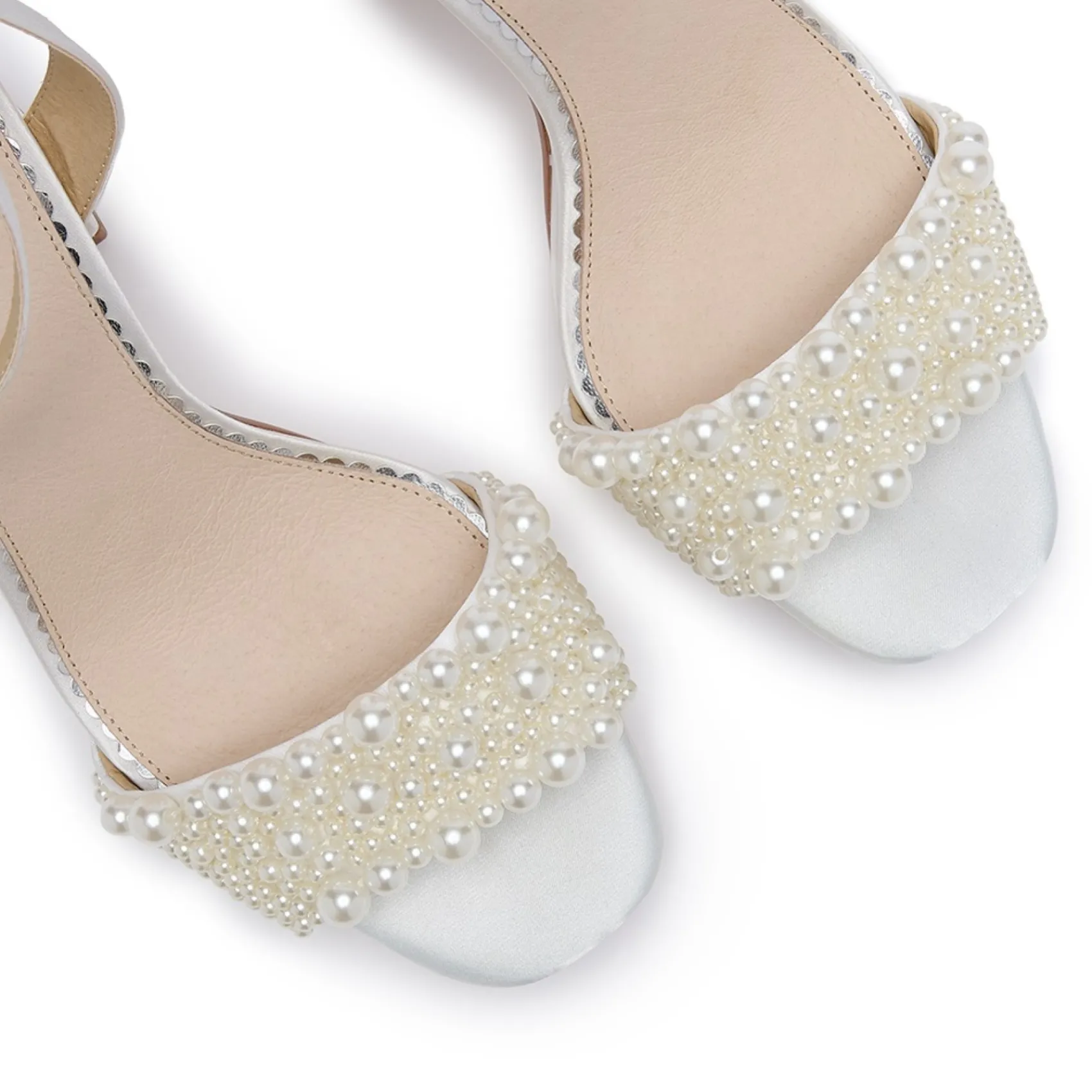 Perfect Bridal Willow Elfenbein Satin Perlen Blockabsatz Plateau Sandalen* Hochzeitsschuhe | Hochhackige Schuhe
