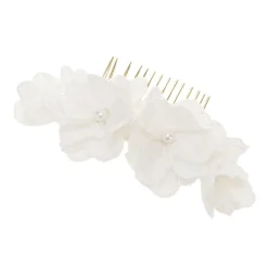 Poirier Pfingstrose Elfenbein Stoff Blume Haarkamm* Gold-haar-accessoires | Haarschmuck Für Blumenmädchen