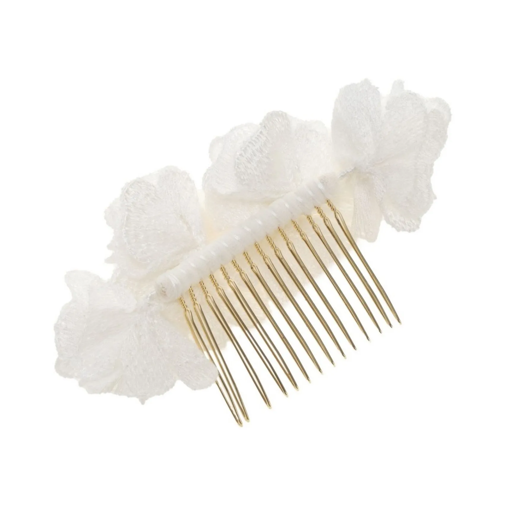Poirier Pfingstrose Elfenbein Stoff Blume Haarkamm* Gold-haar-accessoires | Haarschmuck Für Blumenmädchen