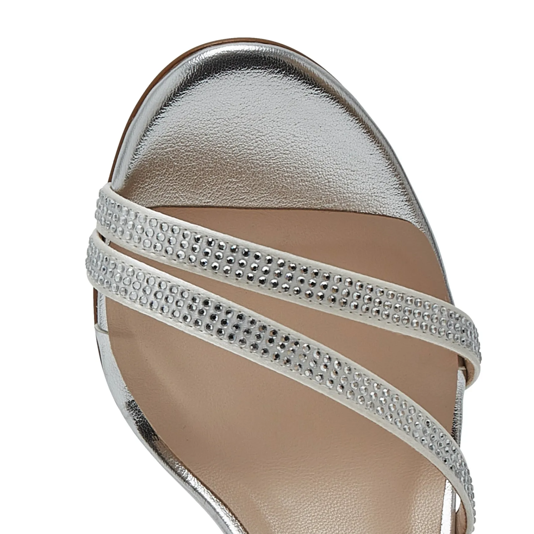 Rainbow Club R Collection Adele Elfenbein Satin Diamante verschönert Hochzeit Sandalen* Glitzernde Ballschuhe | Silberne Ballschuhe