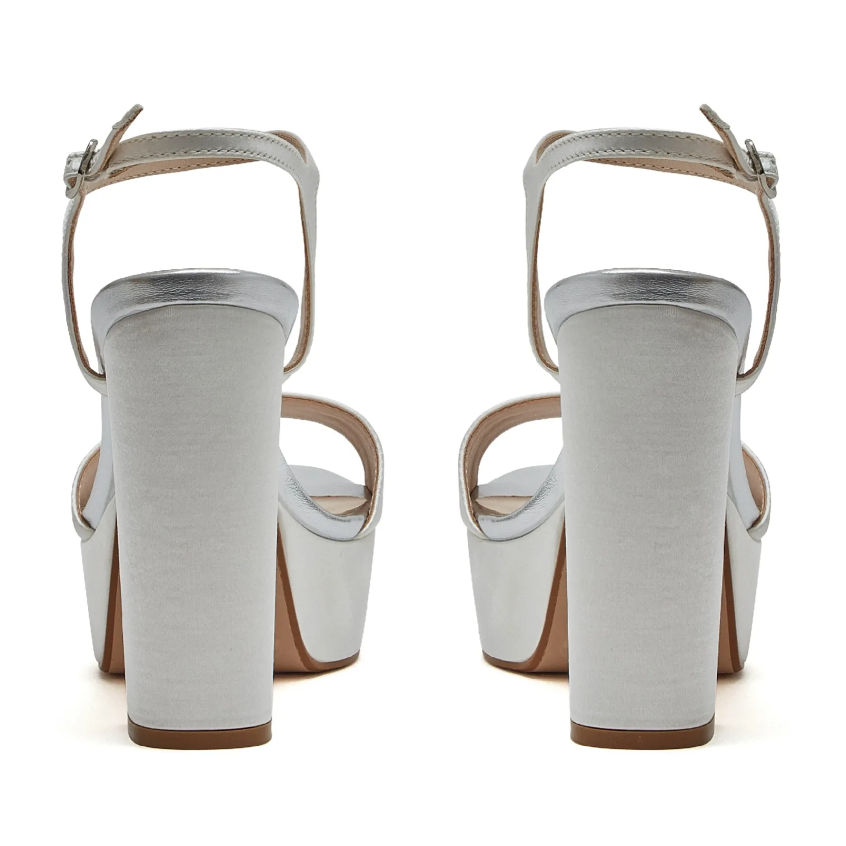 Rainbow Club R Sammlung Jasmin Elfenbein Satin hohe Blockabsatz klobig Plattformen* Weiße Ballschuhe | Abschlussball-sandalen