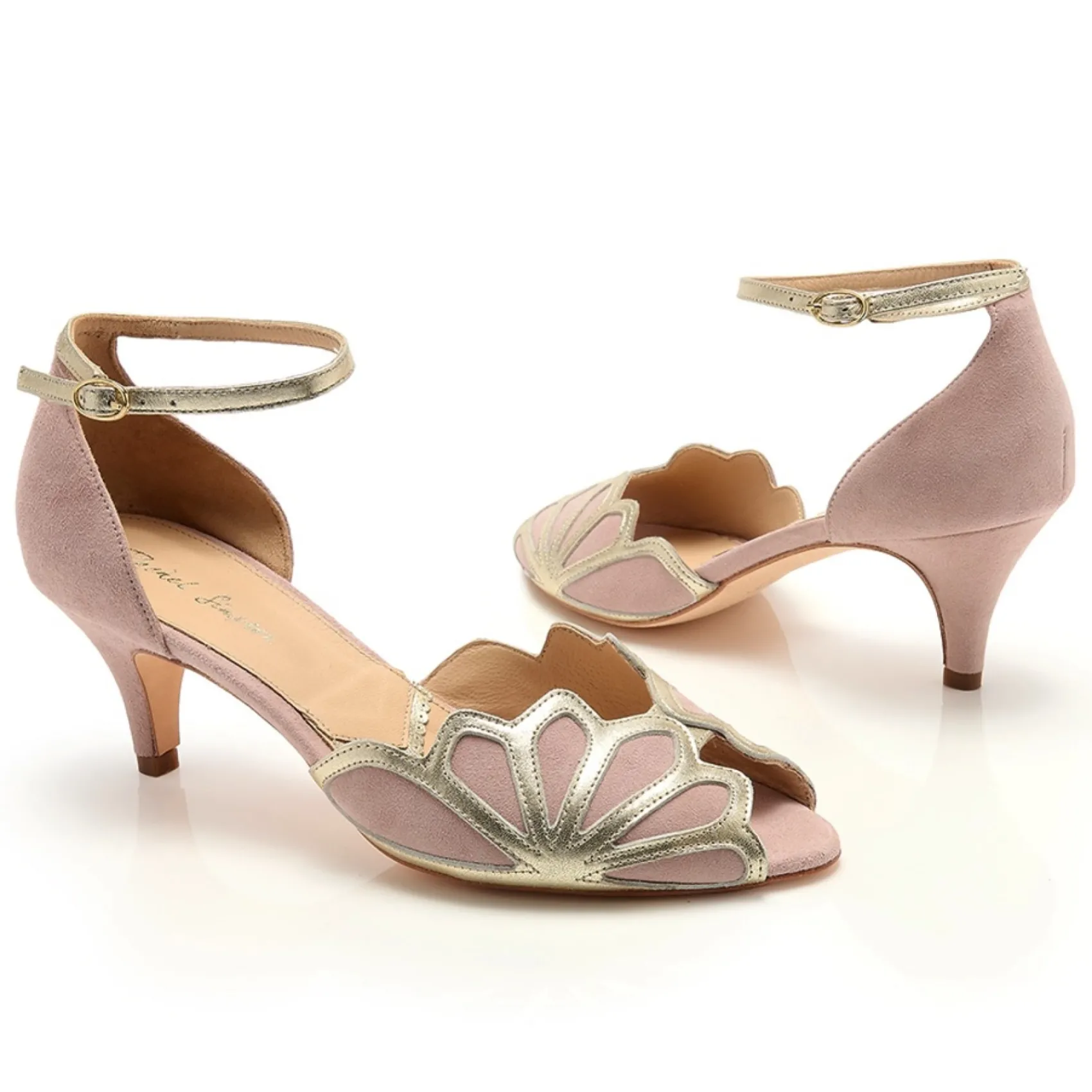 Rachel Simpson Isadora Puderrosa Wildleder-Sandalen mit niedrigem Absatz und Knöchelriemen* Schuhe Für Hochzeitsgäste | Schuhe Für Die Mutter Der Braut