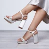 Rainbow Club Amara Elfenbein Satin Perlen Blockabsatz Plateau Sandalen* Schuhe Für Hochzeitsgäste | Schuhe Für Brautjungfern