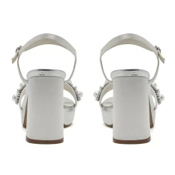 Rainbow Club Amara Elfenbein Satin Perlen Blockabsatz Plateau Sandalen* Schuhe Für Hochzeitsgäste | Schuhe Für Brautjungfern