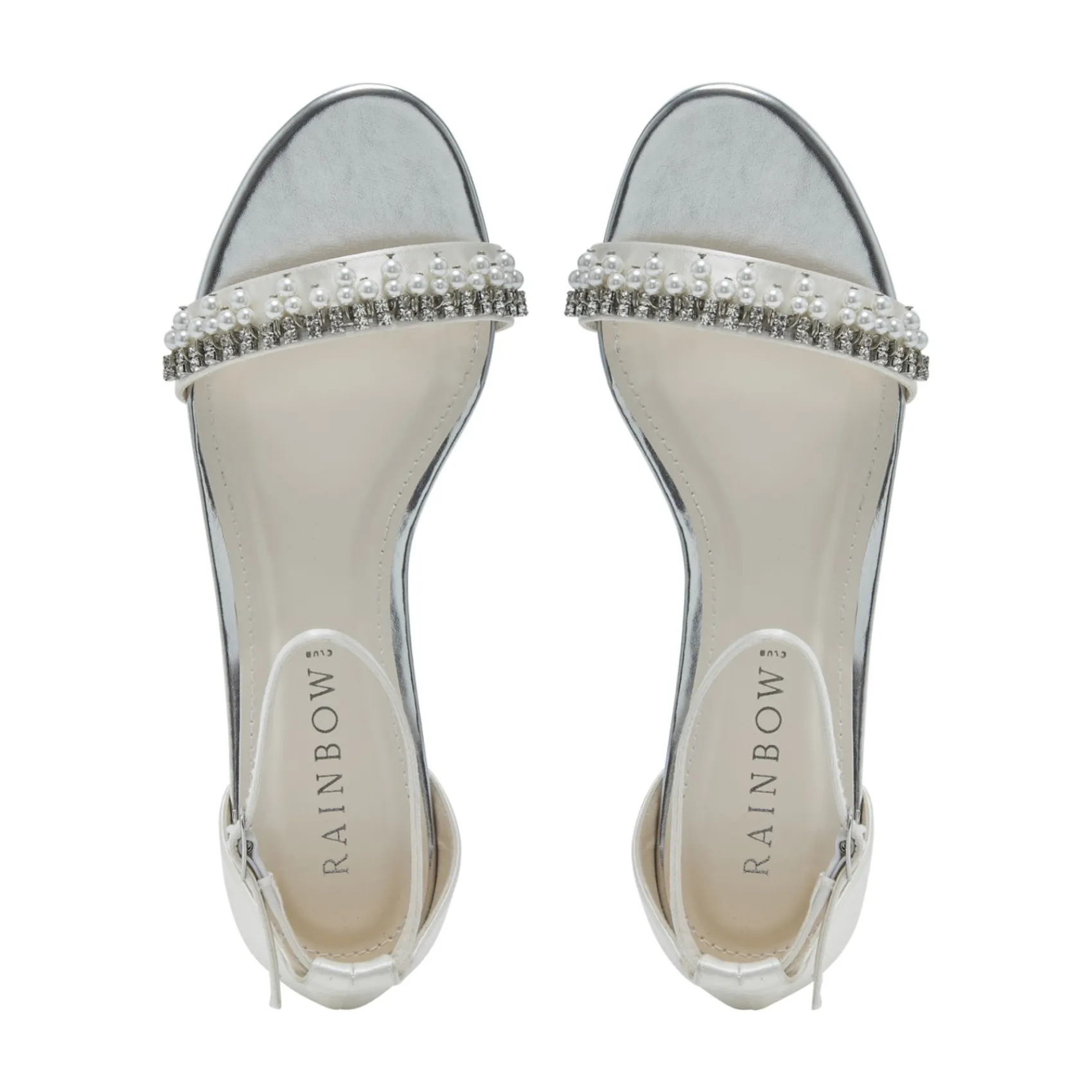 Rainbow Club Amyla Elfenbein Satin verschönert flache Hochzeit Sandalen* Hochzeitsschuhe | Schuhe Zum Färben