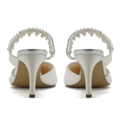 Rainbow Club Amyla Färbbar Elfenbein Satin verschönert Hochzeit Mules* Hochzeitsschuhe | Schuhe Mit Mittlerem Absatz
