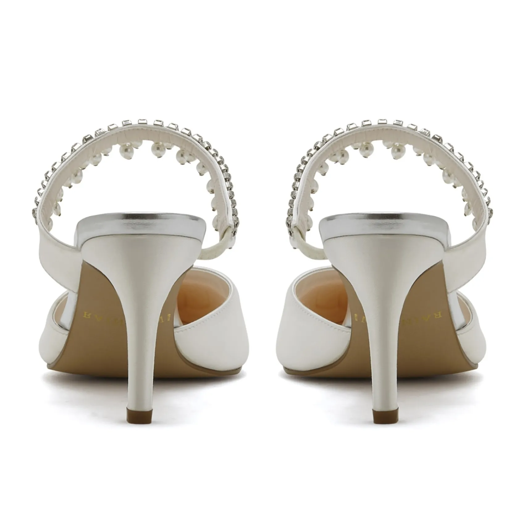 Rainbow Club Amyla Färbbar Elfenbein Satin verschönert Hochzeit Mules* Hochzeitsschuhe | Schuhe Mit Mittlerem Absatz