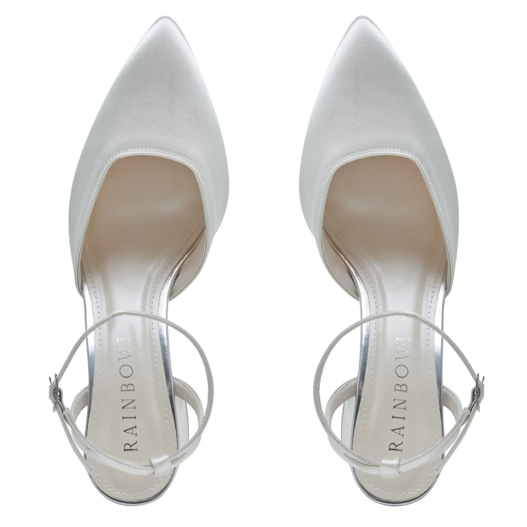 Rainbow Club Aria Färbbar Elfenbein Satin Slingback Riemchen Blockabsatz* Schuhe Für Hochzeitsgäste | Hochzeitsschuhe