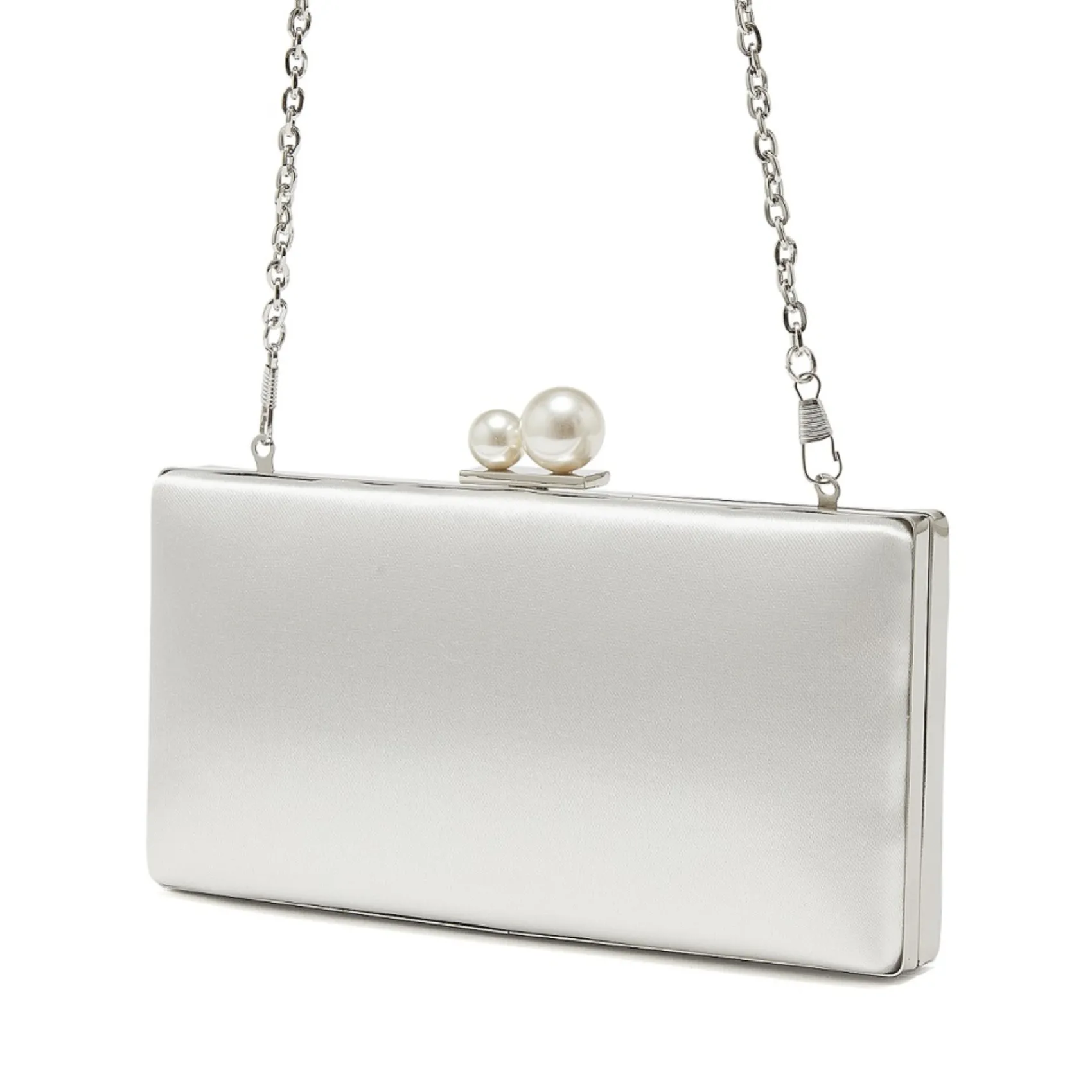 Rainbow Club Beau Dyeable Elfenbein Satin Box Clutch Bag mit Perlenschließe* Hochzeit Handtaschen