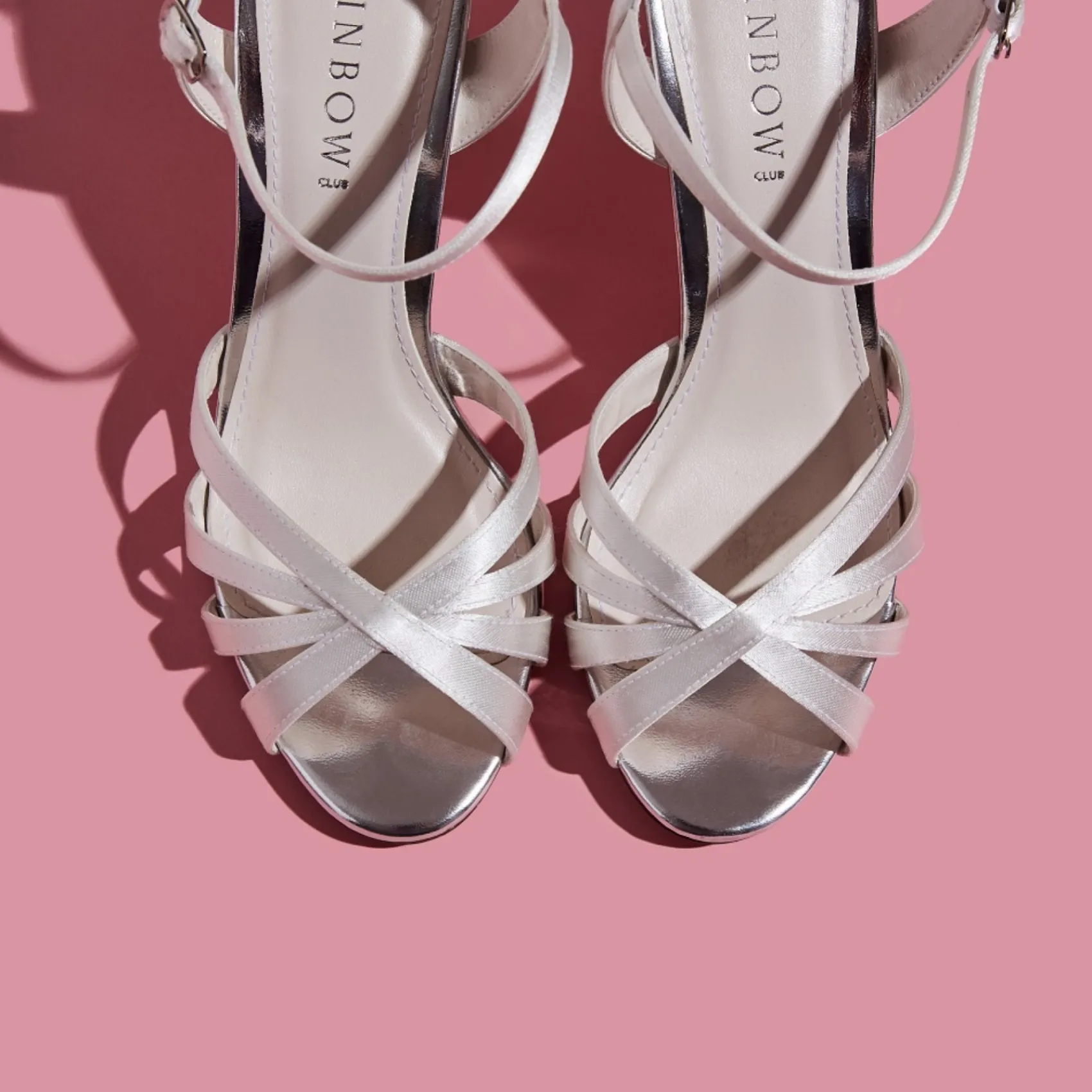 Rainbow Club Blake Färbbare elfenbeinfarbene Satin Sandalen mit Blockabsatz* Schuhe Für Hochzeitsgäste | Schuhe Für Brautjungfern