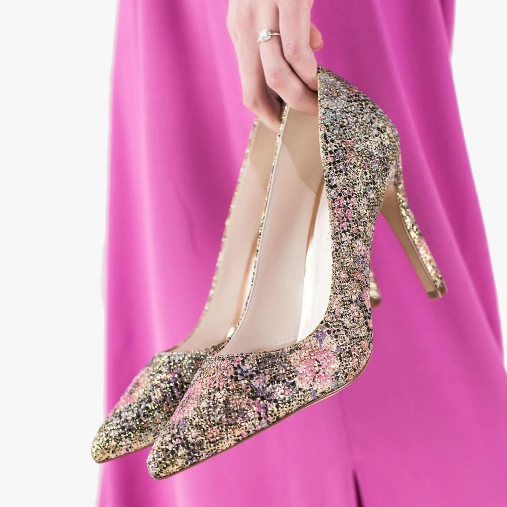 Rainbow Club Coco Gold Glitter Bomb Floral Pointed Court Schuhe* Schuhe Für Hochzeitsgäste | Schuhe Für Die Mutter Der Braut