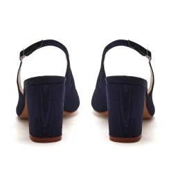 Rainbow Club Faith Navy Moire Breite Passform Slingback Block Heels* Schuhe Mit Mittlerem Absatz | Schuhe Für Die Mutter Der Braut