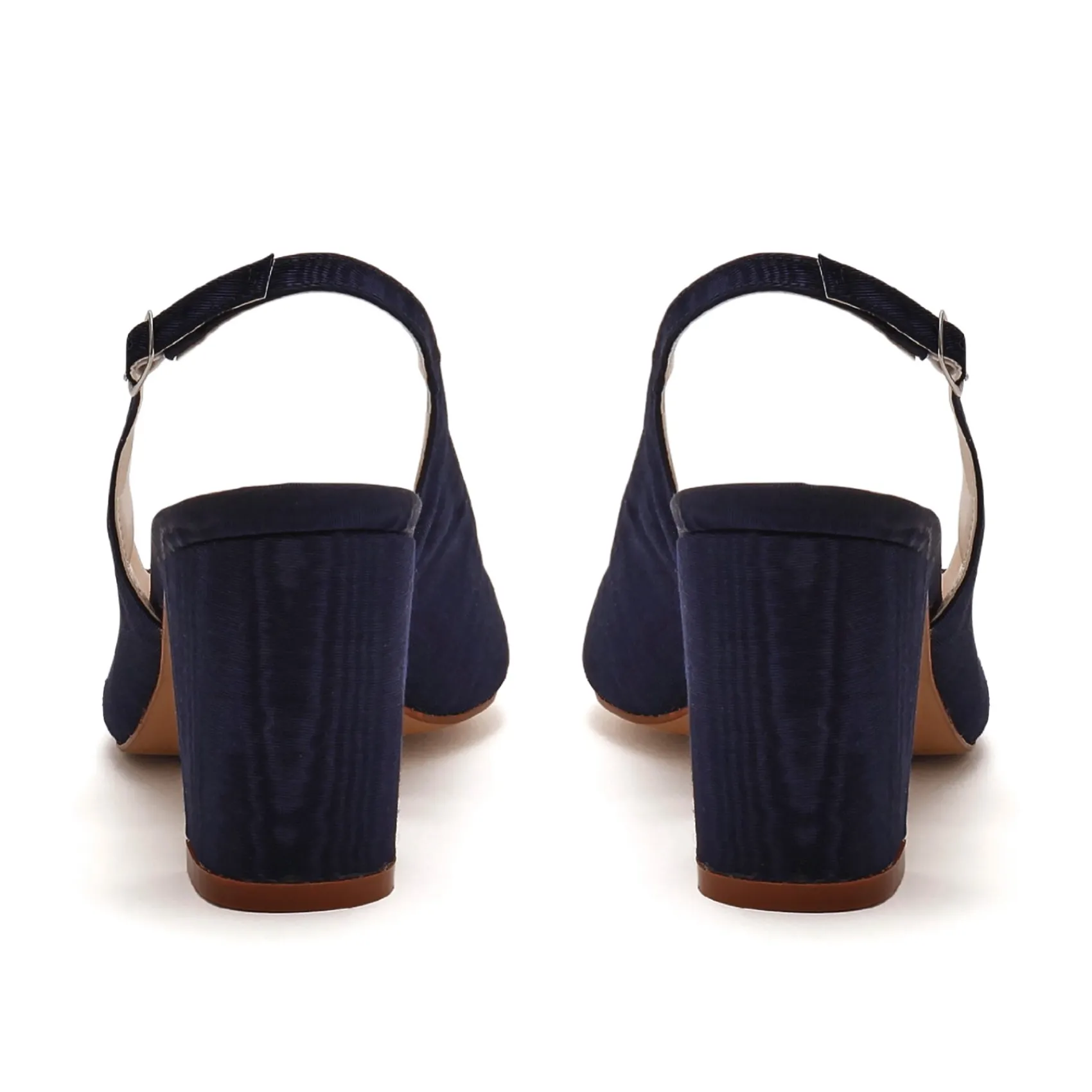 Rainbow Club Faith Navy Moire Breite Passform Slingback Block Heels* Schuhe Mit Mittlerem Absatz | Schuhe Für Die Mutter Der Braut