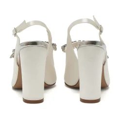 Rainbow Club Freya Elfenbein glitzernde Slingback Block Heels (Weite Passform)* Hochzeitsschuhe | Hochhackige Schuhe