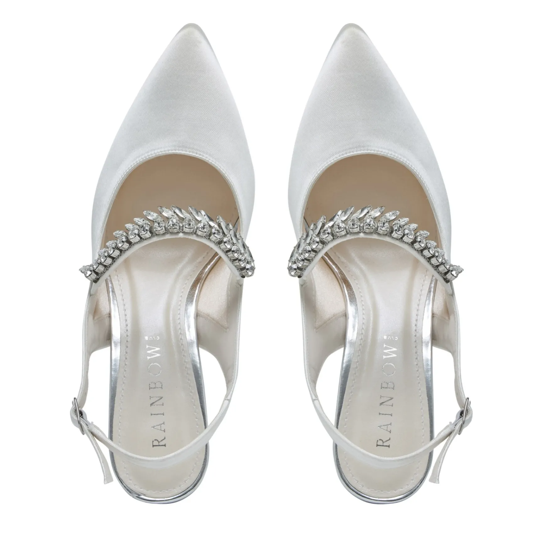 Rainbow Club Freya Elfenbein Satin Glitzernde Slingback Flats (Weite Passform)* Hochzeitsschuhe | Schuhe Zum Färben