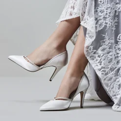 Rainbow Club Georgia Elfenbeinfarbene Satin- und Silberglitzer-Halbschuhe* Hochzeitsschuhe | Hochhackige Schuhe