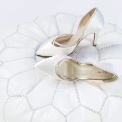 Rainbow Club Georgia Elfenbeinfarbene Satin- und Silberglitzer-Halbschuhe* Hochzeitsschuhe | Hochhackige Schuhe
