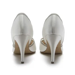 Rainbow Club Georgia Elfenbeinfarbene Satin- und Silberglitzer-Halbschuhe* Hochzeitsschuhe | Hochhackige Schuhe