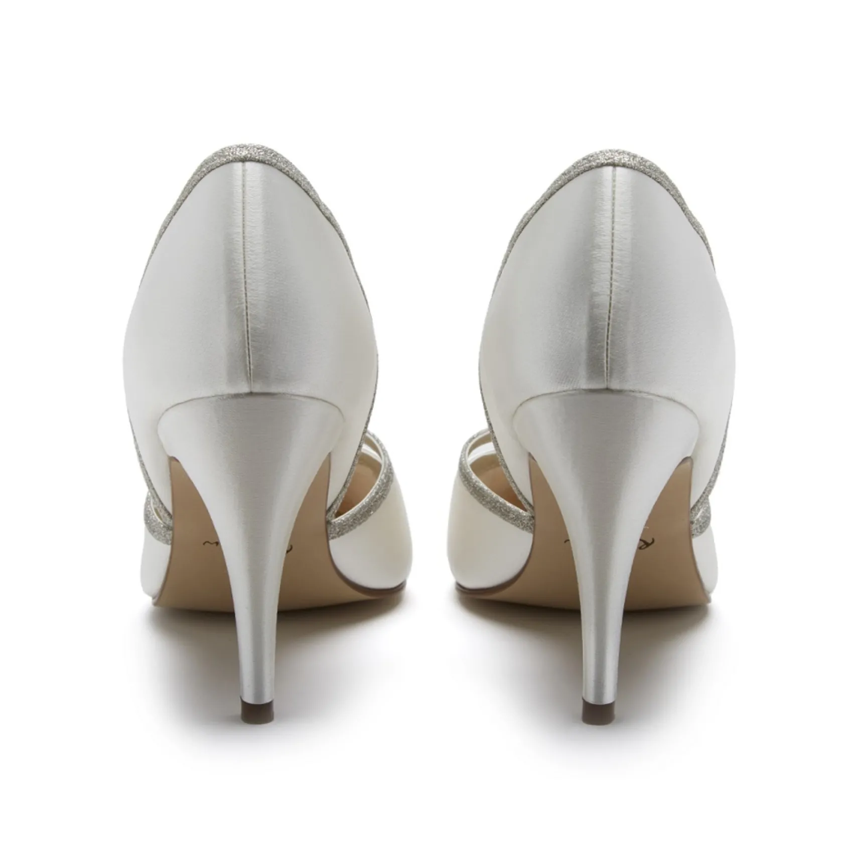 Rainbow Club Georgia Elfenbeinfarbene Satin- und Silberglitzer-Halbschuhe* Hochzeitsschuhe | Hochhackige Schuhe