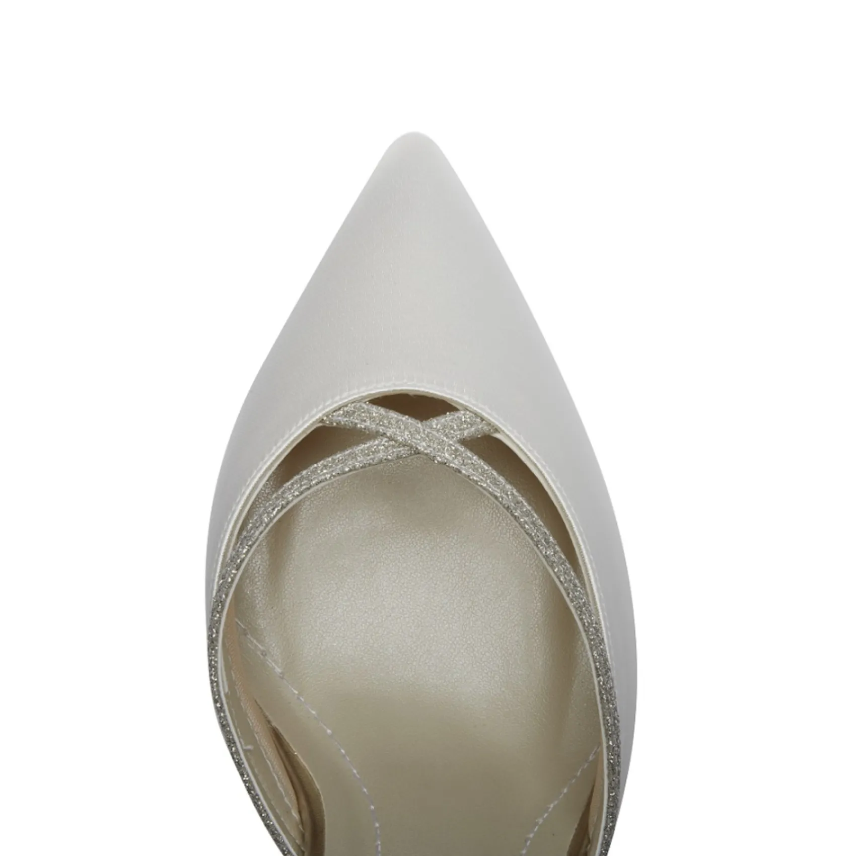 Rainbow Club Georgia Elfenbeinfarbene Satin- und Silberglitzer-Halbschuhe* Hochzeitsschuhe | Hochhackige Schuhe