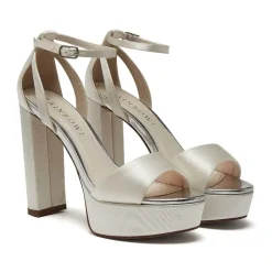 Rainbow Club Gracie Elfenbeinfarbene Satin-Sandalen mit hohem Blockabsatz* Schuhe Für Hochzeitsgäste | Hochzeitsschuhe