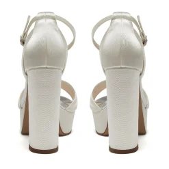Rainbow Club Gracie Elfenbeinfarbene Satin-Sandalen mit hohem Blockabsatz* Schuhe Für Hochzeitsgäste | Hochzeitsschuhe