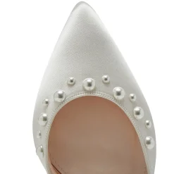 Rainbow Club Hannah Färbbare Elfenbein Satin Breite Passform Perle Block Heels* Hochzeitsschuhe | Schuhe Mit Mittlerem Absatz