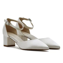 Rainbow Club Imogen Elfenbein Satin Niedrig Blockabsatz Knöchelriemen Schuhe* Schuhe Für Die Mutter Der Braut | Hochzeitsschuhe