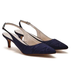 Rainbow Club Joni Navy Moiré Slingback Kitten Heels* Schuhe Für Die Mutter Der Braut | Schuhe Mit Niedrigem Absatz