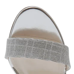 Rainbow Club Margot Silbermetallic Sandalen mit mittlerem Blockabsatz* Silberne Ballschuhe | Abschlussball-sandalen