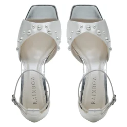 Rainbow Club Maya Mid Ivory Satin Perlen Blockabsatz Quadratische Zehensandalen* Schuhe Für Hochzeitsgäste | Schuhe Für Brautjungfern