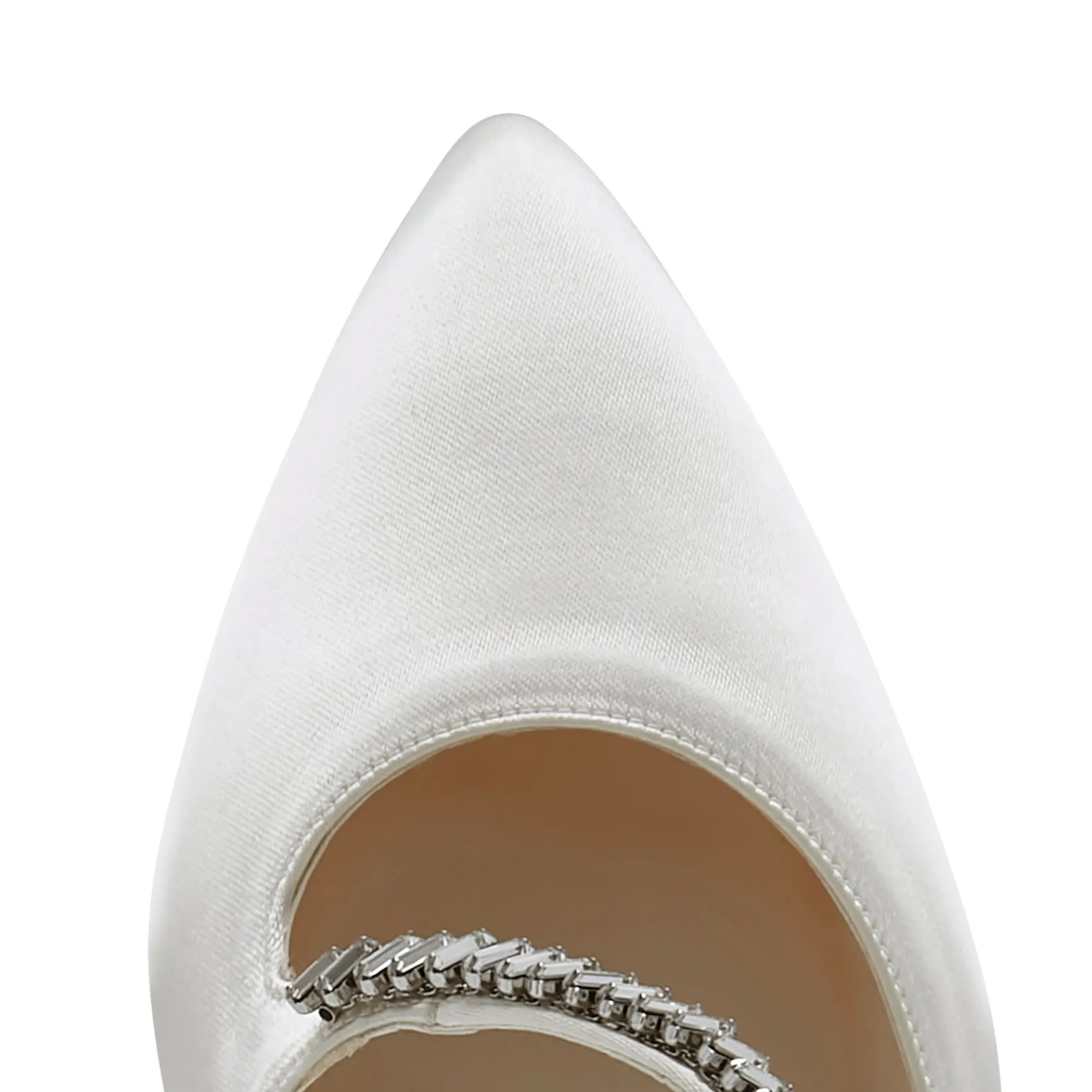 Rainbow Club Raven Färbbare Elfenbein Satin Asymmetrische Kristall Schuhe* Hochzeitsschuhe | Schuhe Mit Mittlerem Absatz