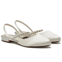 Rainbow Club Romi Elfenbeinfarbene Satin Slingback Pumps mit Perlenverzierung* Hochzeitsschuhe | Schuhe Zum Färben