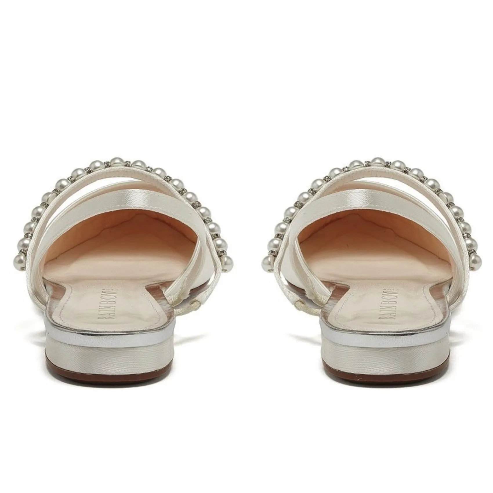 Rainbow Club Romi Elfenbeinfarbene Satin Slingback Pumps mit Perlenverzierung* Hochzeitsschuhe | Schuhe Zum Färben