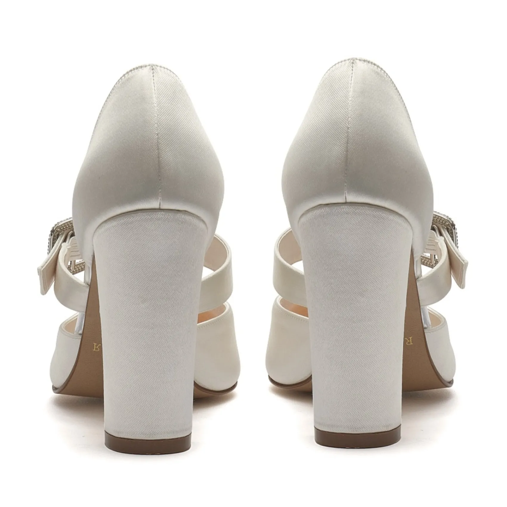 Rainbow Club Savannah Färbbare Elfenbein Satin Retro Block Heels* Hochzeitsschuhe | Hochhackige Schuhe