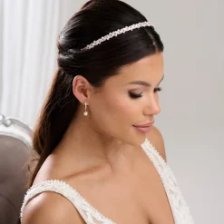 Lace & Favour Rochelle Rose Gold Schmales Stirnband mit Kristall und Perlen* Abschlussball-haarbänder & Tiaras | Perlen-haarschmuck