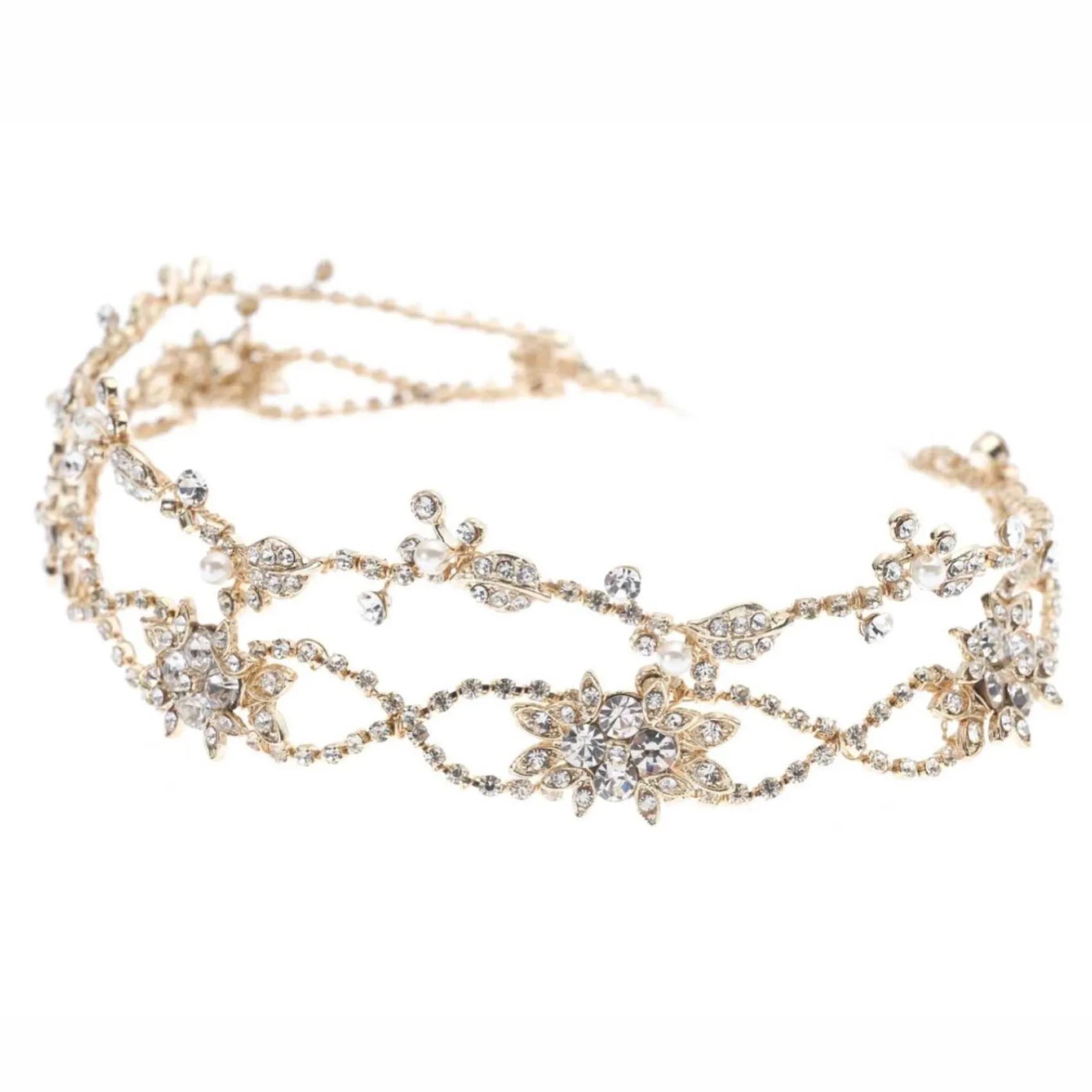 Poirier Rosalie Gold Kristall Doppelte Hochzeit Haarschleife* Haarschmuck Aus Kristall | Gold-haar-accessoires