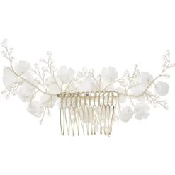 Lace & Favour Rosewood Porzellan Blumen und Kristall Gold Haarkamm* Haarschmuck Aus Kristall | Gold-haar-accessoires