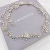 Twilight Designs Roxanne Langer Süßwasserperlen- und Kristall-Silber-Haarstrang* Perlen-haarschmuck | Silberne Haar-accessoires
