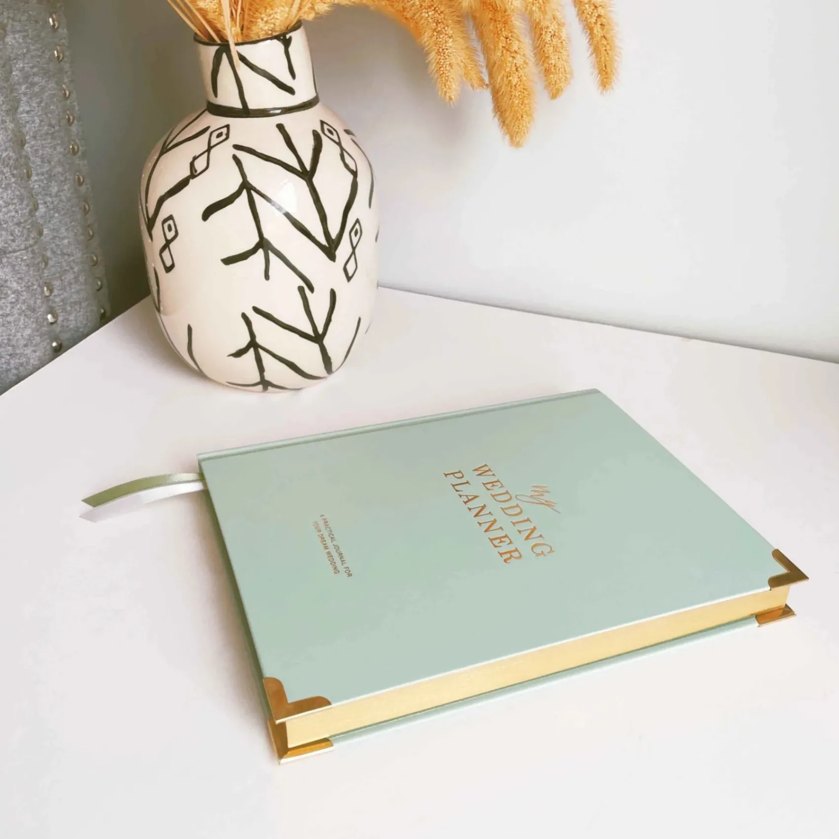 Blush & Gold Salbeigrünes Luxus-Hochzeitsplanerbuch mit vergoldeten Rändern* Wedding Planner Bücher | Geschenke Für Die Braut