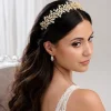 Lace & Favour Sansibar Gold Crystal Leaves Hochzeit Stirnband* Haarschmuck Aus Kristall | Gold-haar-accessoires