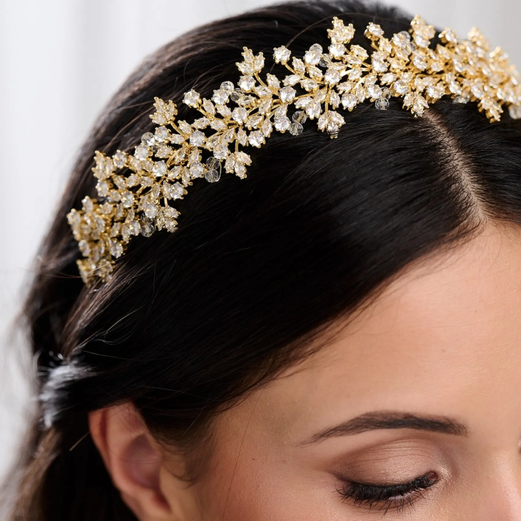 Lace & Favour Sansibar Gold Crystal Leaves Hochzeit Stirnband* Haarschmuck Aus Kristall | Gold-haar-accessoires